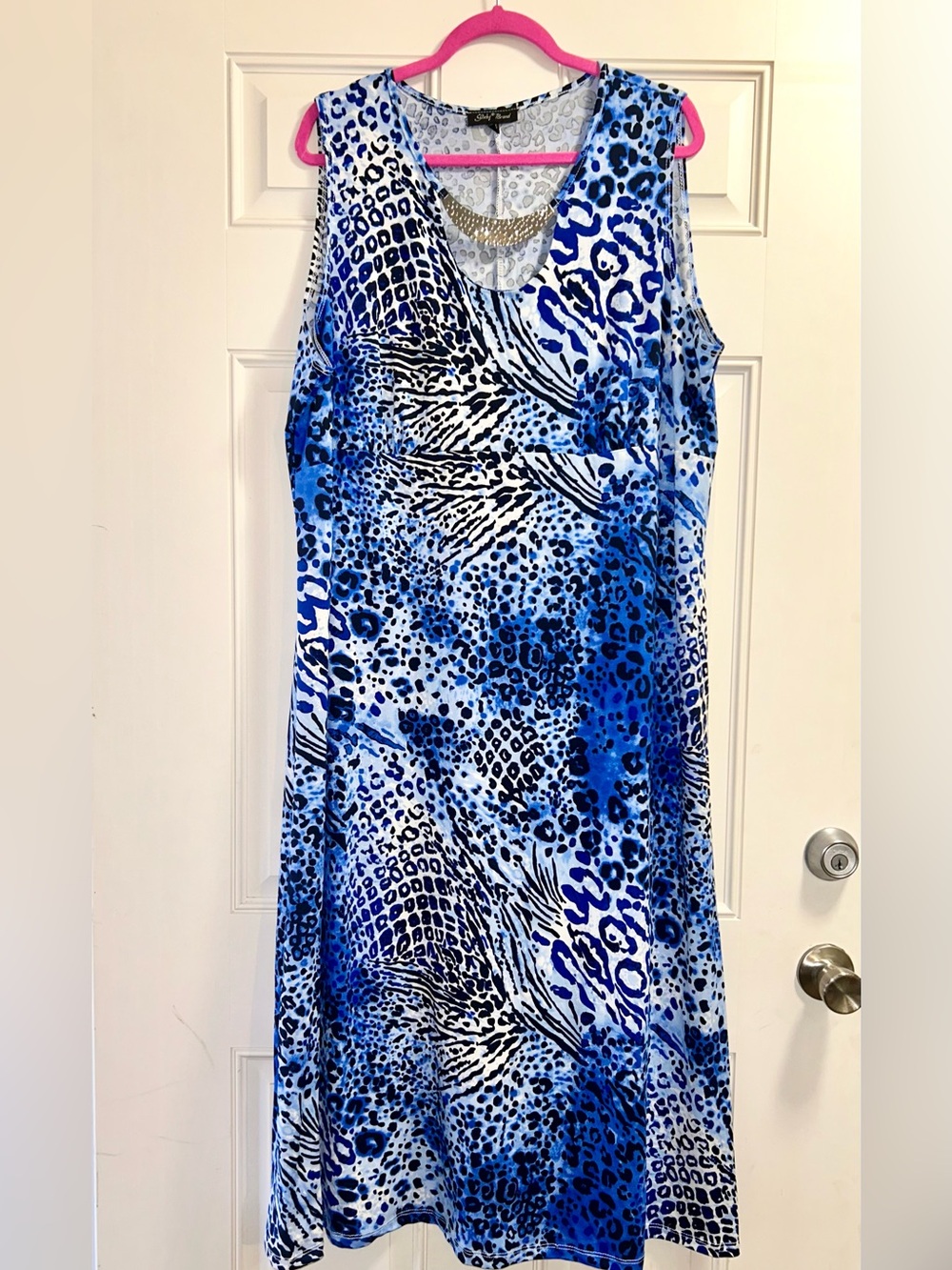 NWT Light Blue Leopard Print Stretch Top